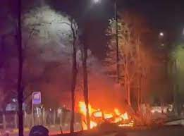 indore,  speeding car collided , burnt to ashes