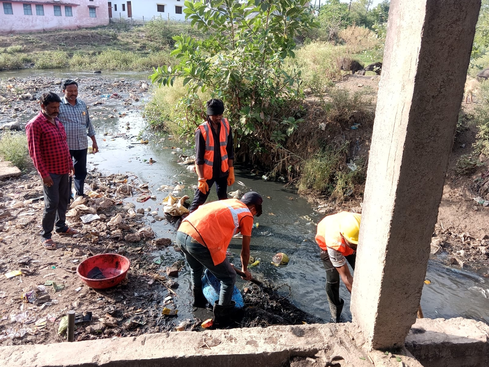 नालियों को साफ करने का कार्य निकाय कर रहा है