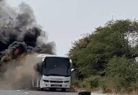 bhopal,Fire breaks out ,chartered bus
