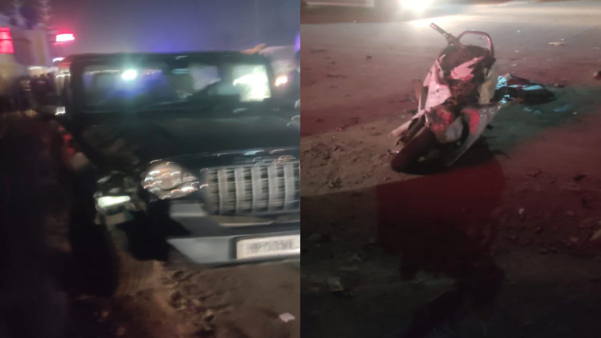 bhopal, Speeding car ,hits scooter 