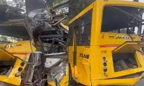 indore, Chartered bus, hits school bus 