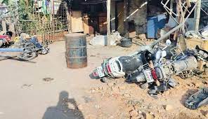 singroli, speeding tractor ,electric pole