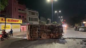indore, Sanchi truck ,overturns 