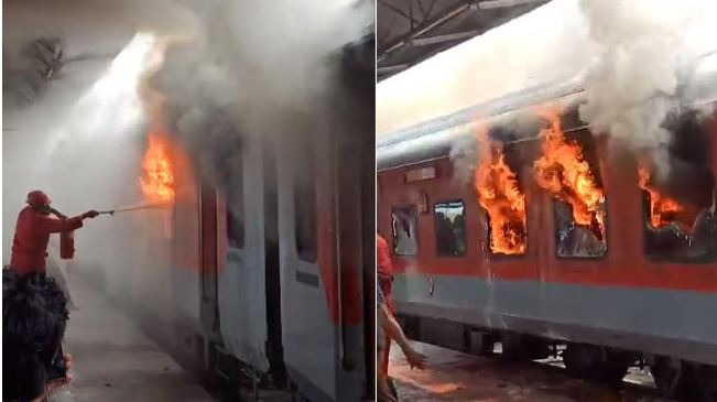 vishakhapatnam, Fire breaks out, railway station