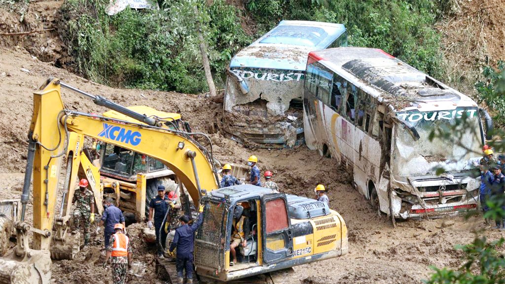 kathmandu, Nepal, Two passenger buses  