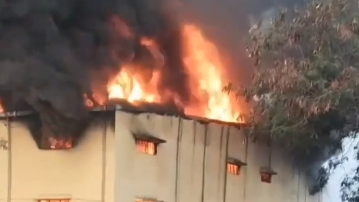 bhind,  huge fire broke out, biscuit factory 