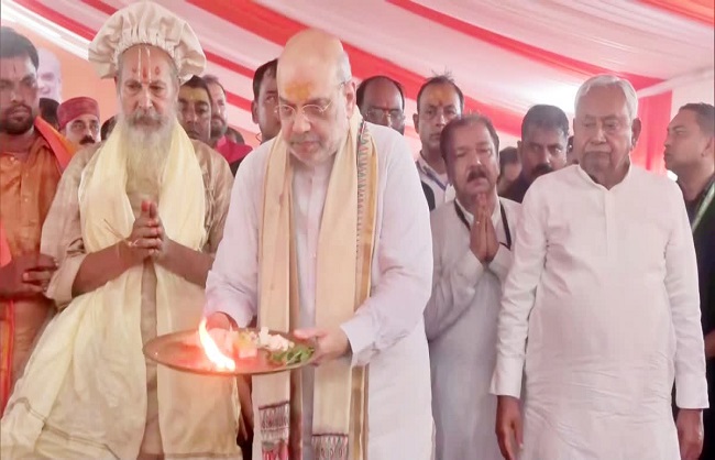 patna,  Amit Shah, laid the foundation stone  