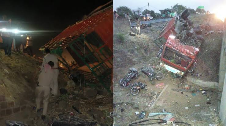 Rampaging truck, Guna, crushing several vehicles