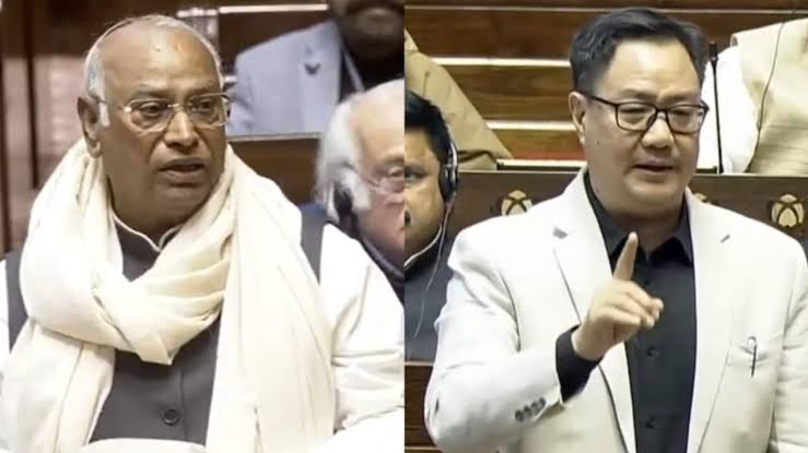  Rijiju ,  Kharge, Rajya Sabha, spat, MPs