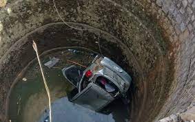 rewa, car fell , well while reversing, young man