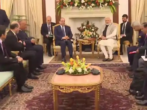 प्रधानमंत्री नरेंद्र मोदी की मिस्र के राष्ट्रपति अब्देल फतेह अल सिसी से मुलाकात 